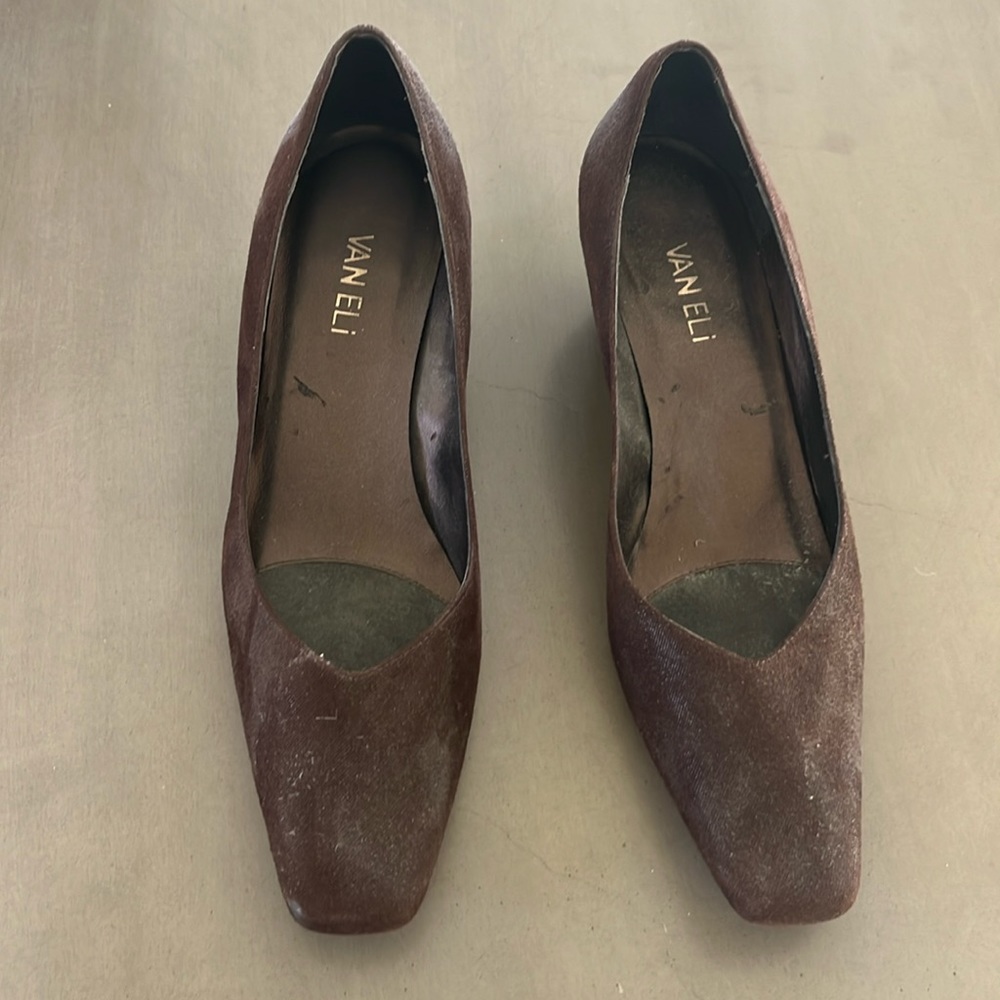 Vaneli brown suede wedge